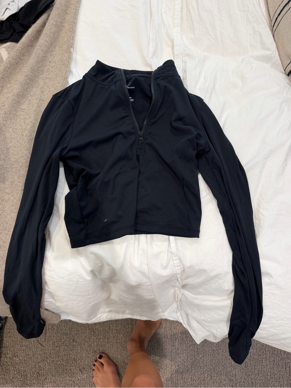 SET Active Black Half-Zip Long Sleeve Crop Top